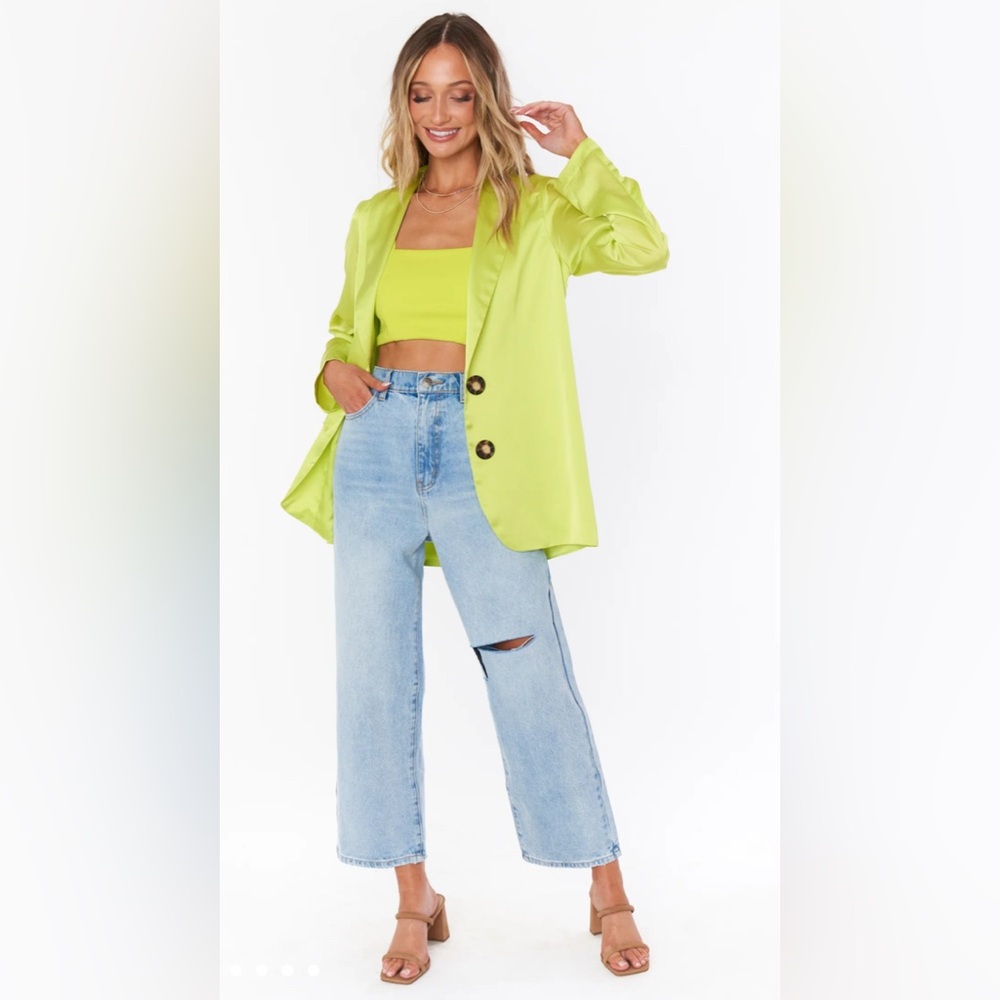 SHOW ME YOUR MUMU Felix Blazer in Citrine Luxe Satin MEDIUM